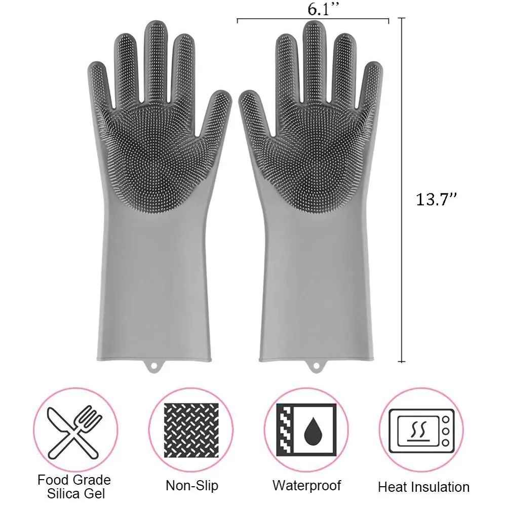 Magic Silicone Rubber Dish Washing Gloves