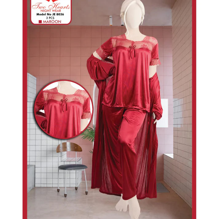 Comfortable Satin Silk Design Nighty