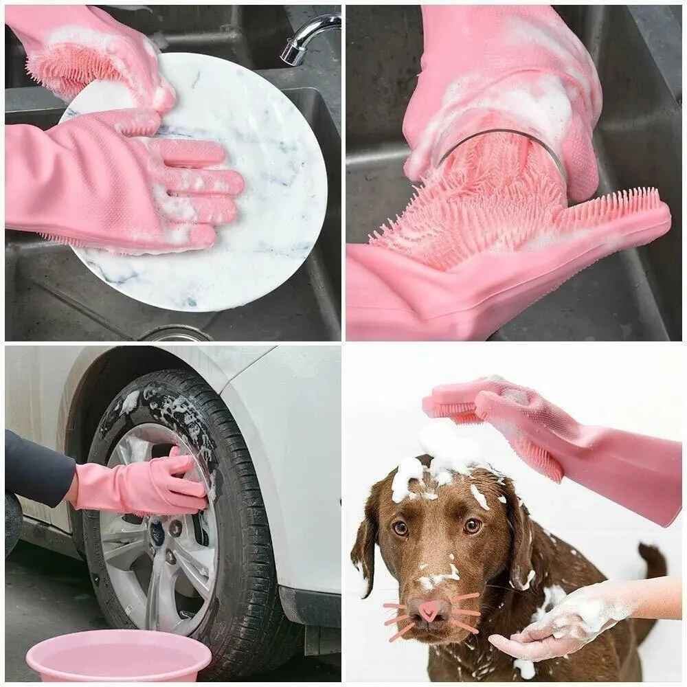 Magic Silicone Rubber Dish Washing Gloves