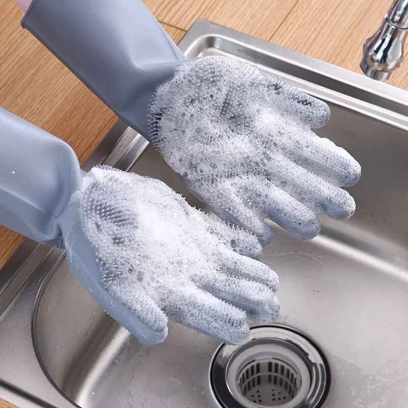 Magic Silicone Rubber Dish Washing Gloves