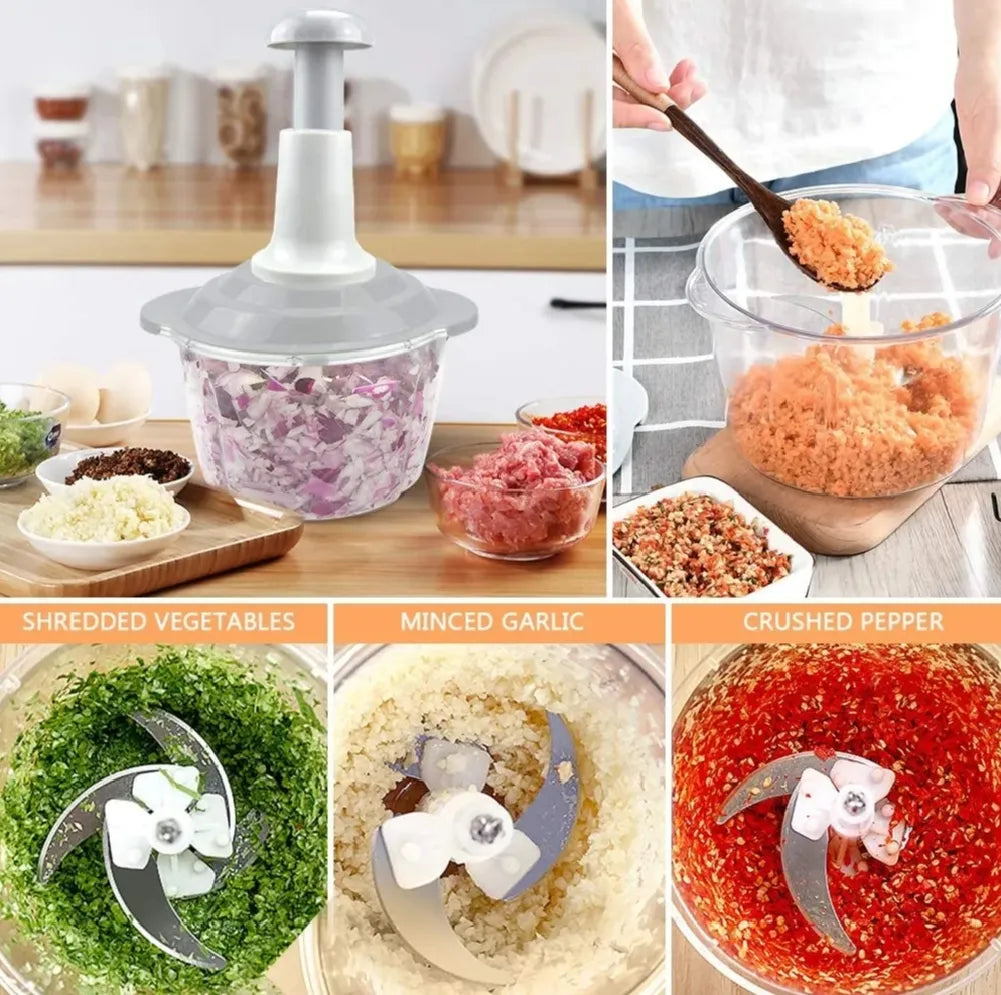 Manual Hand Chopper Processor Meat Grinder 2 L Food Vegetable Cutter