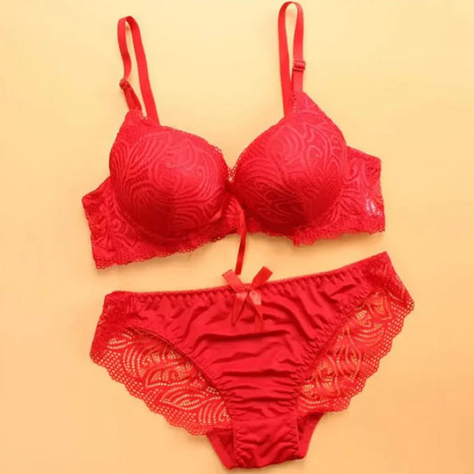 Stylish Lace Decorated Bra Set