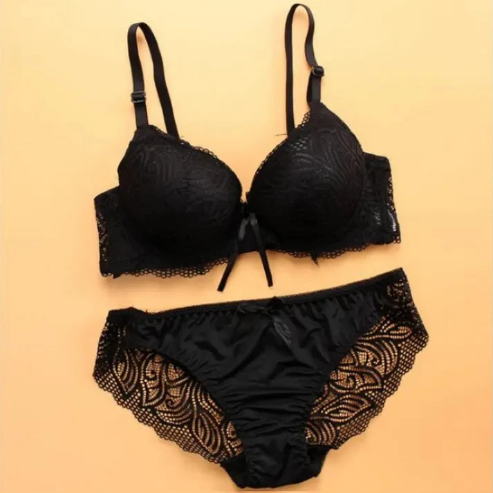 Stylish Lace Decorated Bra Set